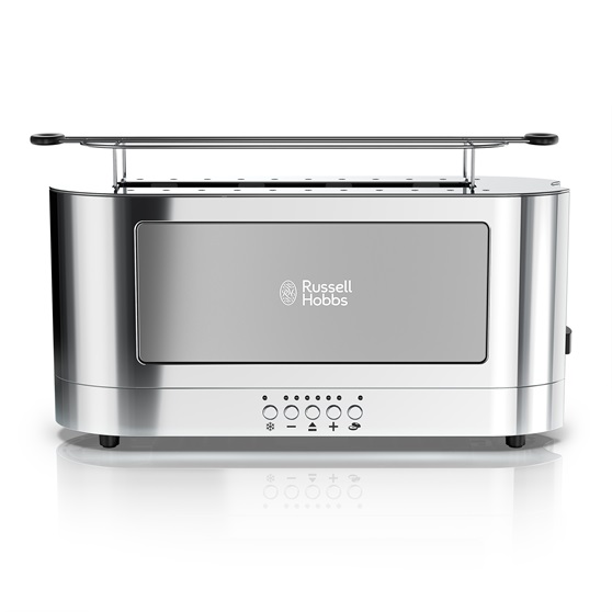 2Slice Stainless Steel Long Toaster Silver Glass Russell Hobbs